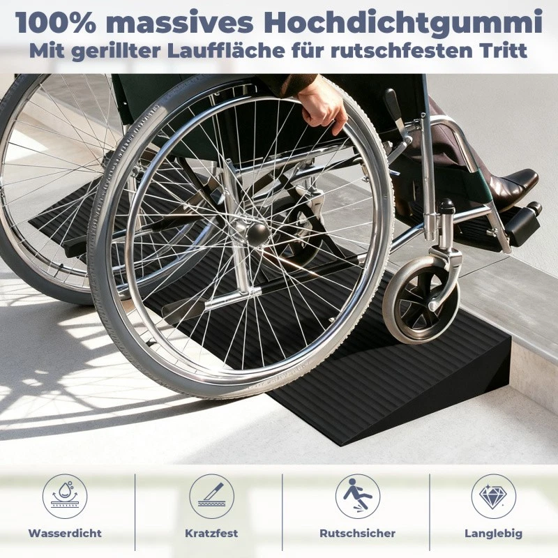Türschwellenrampe Gummi Rampe Stabil 1,5-4,5 cm Rollstuhlrampe Schwellenrampe - Bild 2 von 4