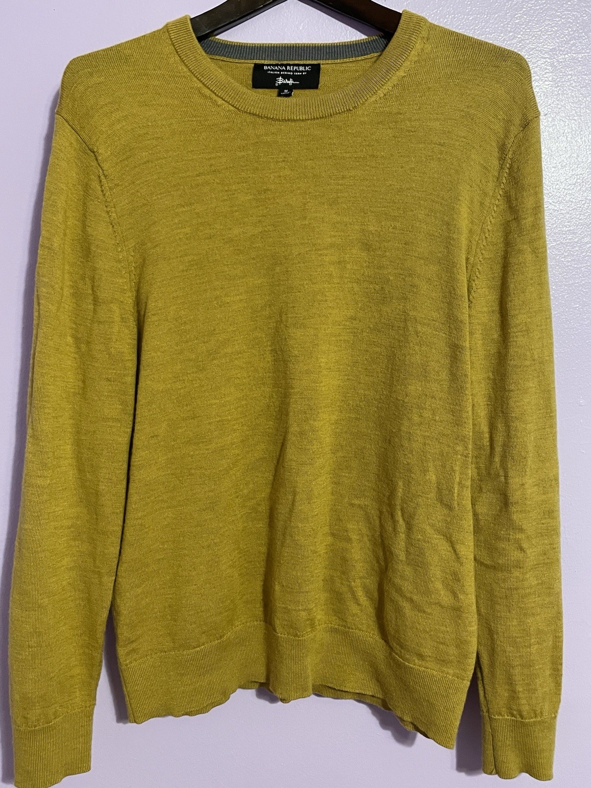 Banana Republic Mens Italian Merino Extra Fine Wool Crewneck Sweater Size Medium