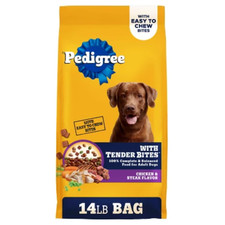 Pedigree Chicken  Steak Flavor Adult Complete  Balanced Dry Dog Food - 14lbs