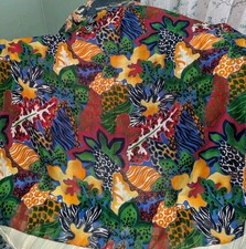 Vintage Bright Semi Sheer Multicolor Floral Animal Print Square Scarf 34 X 34