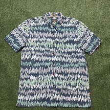 Quicksilver Waterman Collection Button Up Shirt Men's Size M Blue Short Sleeve