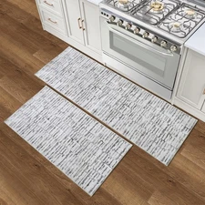 Dream Mink Washable 2-Piece Rug Set Strata Texture Beige/Cream Abstract 24"x7...