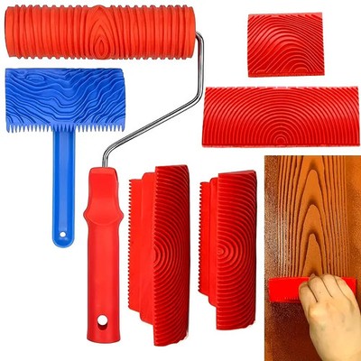 Holzmaserung Werkzeuge Set Textur Gummi Roller Pinsel DIY Dekoration