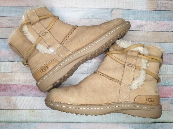 Women UGG Boots Orange Leather 36.5