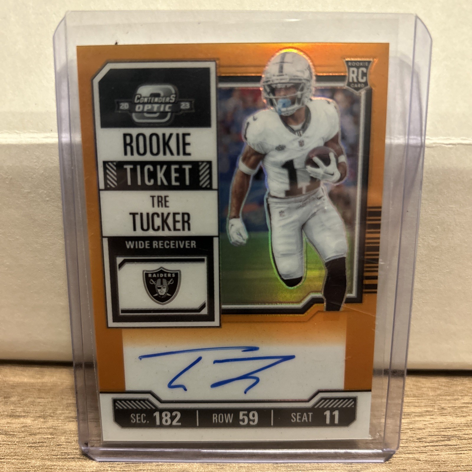 2023 PANINI OPTIC CONTENDERS ORANGE ROOKIE TICKET TRE TUCKER RC AUTO /50