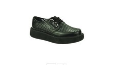 T.U.K. V8883 TUK Viva 2-Ring Round Low Creeper Black Perforated Rockabilly