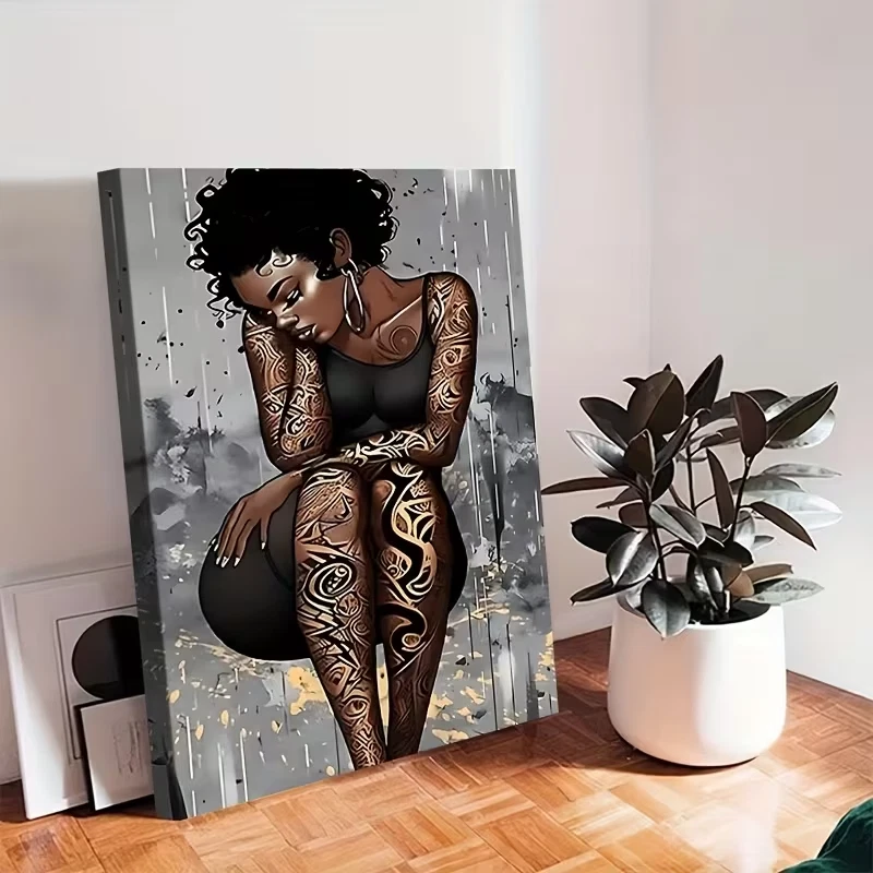 Black Elegant Sexy African Beautiful Woman Canvas Painting Print 24x36 decor - Image 2 of 3