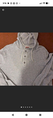 Levi's Gray Pullover Hoodie Henley Button Front Logo Cotton Knit Men's M