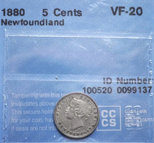 1880 Newfoundland 5 Cents — photo from the most recent tracked eBay sale
