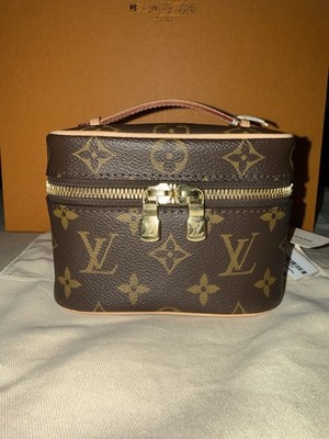 Auth LOUIS VUITTON M44936 Nice Nano Monogram Vanity Pouch Brown Hand Bag