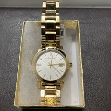 Burberry The City Gold Steel Women's Watch BU9134 PreOwned New Battery Replaced