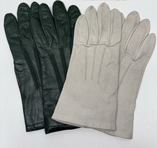 Vtg Fownes Gloves Womens Size 6.5 Green  Cream Soft Leather JK209