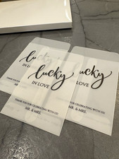 100 Wedding Favour Bags Self-Adhesive Lucky in Love White 12x8.5cm