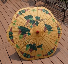 VTG Large Rice Paper Bamboo Umbrella Parasol 40" EARTHBOUND TRADING CO.