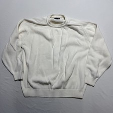 Lands End Direct Merchants Men XL Cotton Crewneck Sweater White USA Made