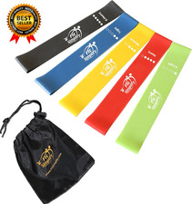 Resistance Exercise Bands with Instruction Guide and Carry Bag, Set of 5