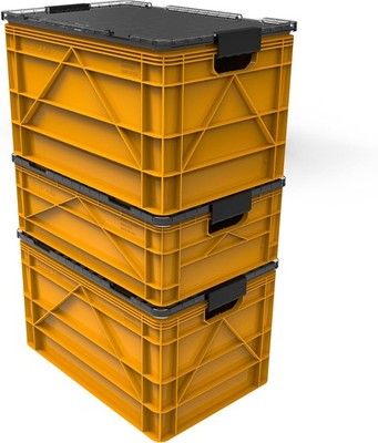 Size & One Half Size Heavy Duty Stackable Storage Bins CRATE Pro Pack Two Full