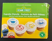 Williams-Sonoma Sesame Street Cupcake Stencils 4 Ct Cookie Monster Elmo Big Bird