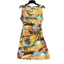 Vintage Jananas Dress Size S Hawaiian Tropical Sunset Y2K Surfcore Island Y2K
