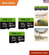 Durable 64GB Elite-X U3 V30 microSDXC Cards - 100MB/s with 3-Pack Adapter