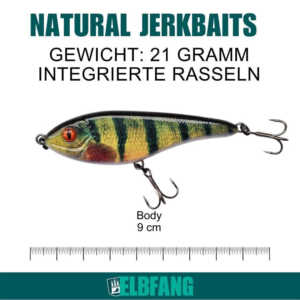 ✅ELBFANG Jerkbait Set | Hecht Köder | 5 Stück / 90mm / 21g / Wobbler Set - Bild 3 von 4