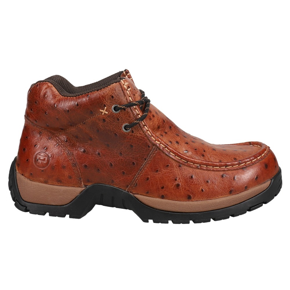 Roper Mens Brown Ostrich Print Moc Toe Chukka Casual Boots 09-020-1654