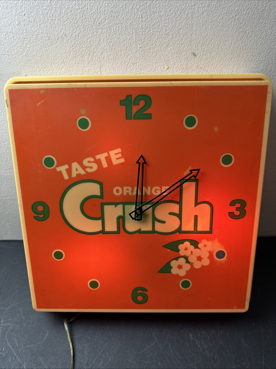 ジャンク 昭和レトロ Jeco　パネル時計　夏の沖縄80 キャンペーンガール VINTAGE TASTE ORANGE CRUSH SUNWATCH LIGHTED ELECTRIC CLOCK 16x16