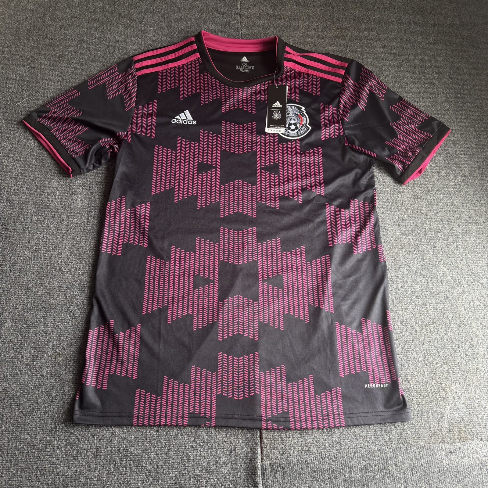New XXL Adidas Mexico 2021 Home Soccer Jersey Kit Black Magenta Pink FT9648 Men