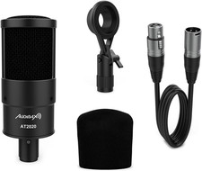 AT2020 - Microfono a Condensatore Da Studio - Include Cavo XLR, Clip Di Montaggi