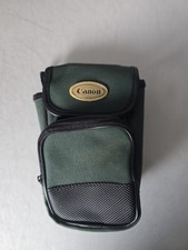 Vintage Canon Green Canvas Camera Case Pouch Gold Logo Point Shoot Bag Only