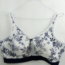 Lane Bryant Cacique Blue Floral Bra 44F UnLined Full Coverage Wireless