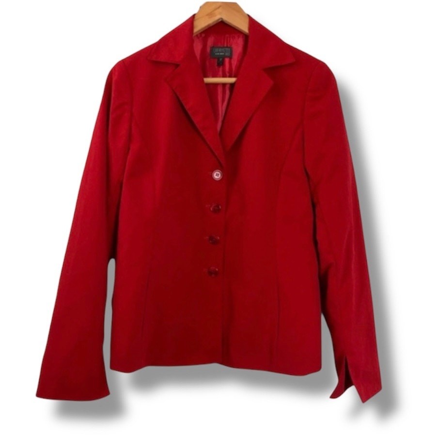 Lafayette 148 New York Women’s Size 2 Red Button Front Cotton Blazer Jacket