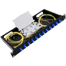 12 Duplex 24-Port LC-OS1 Fiber Rack Mount Enclosure Box with Splice Trays