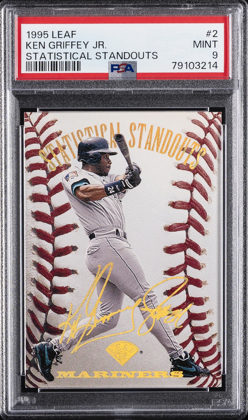 1995 LEAF STATISTICAL STANDOUTS #2 KEN GRIFFEY JR. 4450/5000 PSA 9 view 1
