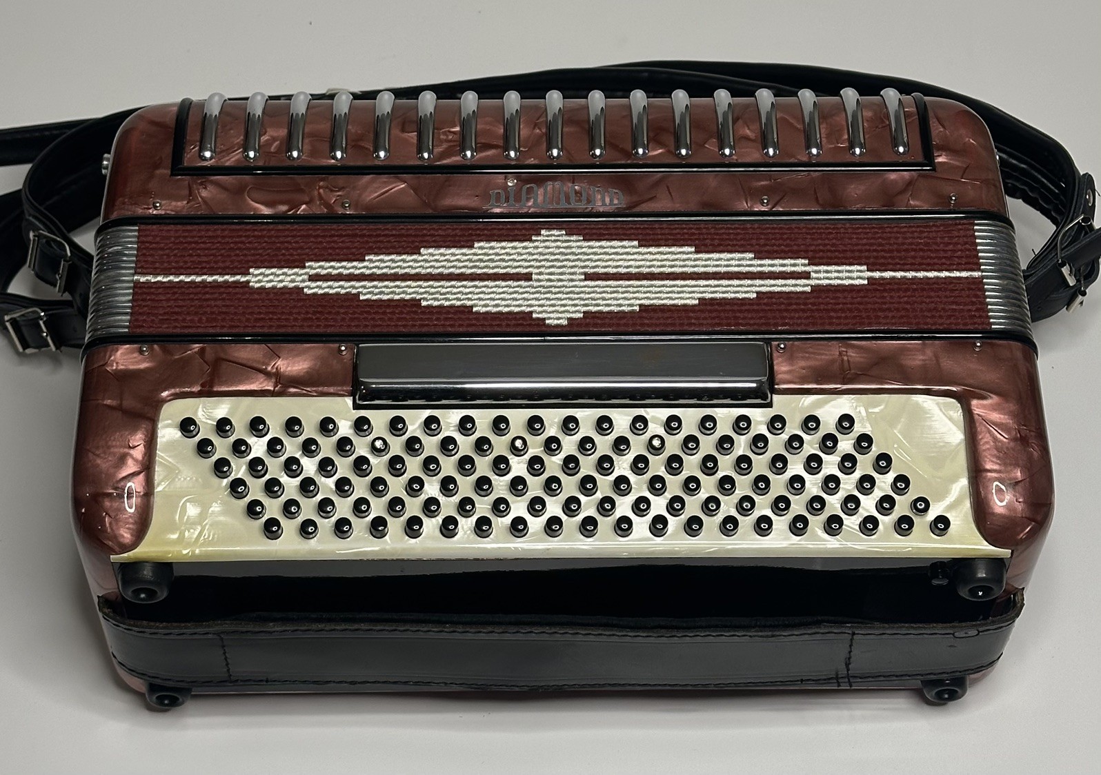 Pearl Maroon Morbidoni Diamond Piano Accordion LM (41key/120Bass) Italy Hardcase