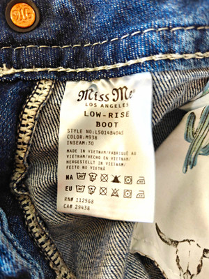 Miss Me Women s Low Rise Bootcut Jeans Blue Medium Wash Embellished Logo