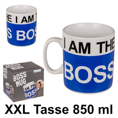 XXL Becher I am the Boss Tasse - ca. 800 ml Kaffeetasse Kaffeebecher XL Boss NEU