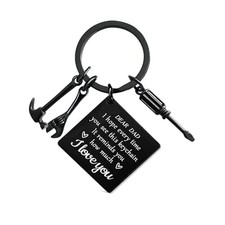 Funny Bonus Dad Birthday Gifts,Cool Dad Keychain from Daughter Son,Custom black