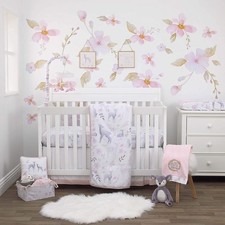 NoJo Watercolor Deer 4 Piece Nursery Crib Bedding Set