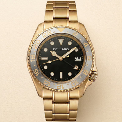 BELLARO GMT Style Uhr - NH35 Automatik - Saphirglas graues Zifferblatt