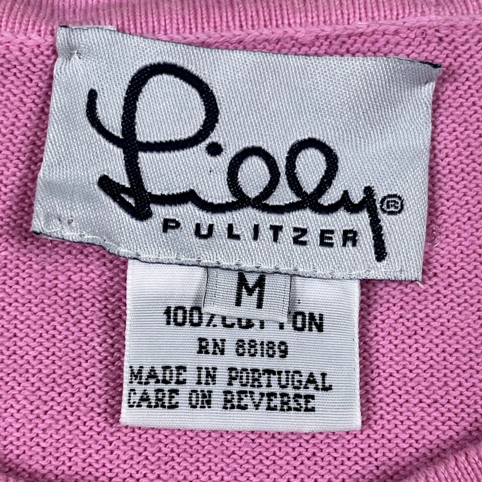 VTG 90s Lilly Pulitzer Pink Cardigan Sweater Size Medium - Made in Portugal - Image 3 of 3