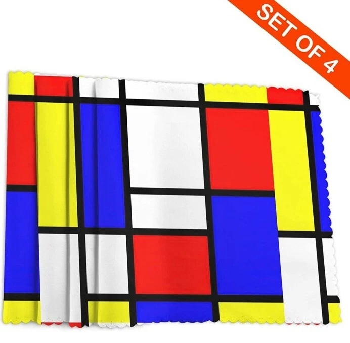 Mondrian Heat Resistant Placemats Decoration Kitchen Dining Table 18 x 12 Art - Image 3 of 4