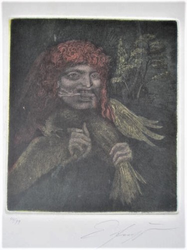 ERNST FUCHS - Der Vogelfresser handsignierte Radierung gerahmt - Bild 2 von 14