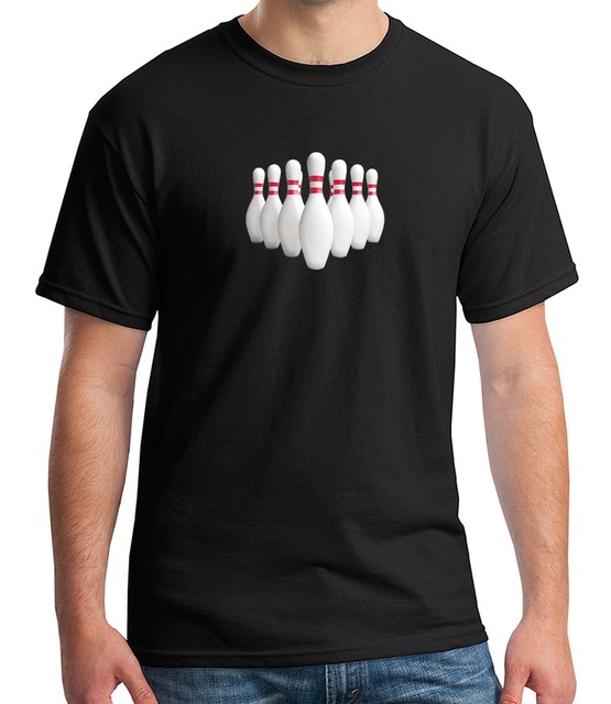 Cool Bowling Party Adult's Tshirt 3D bowling pins Tee for Men 1791C