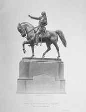 UNION SQUARE GEORGE WASHINGTON STATUE RETAKES NYC ~ Old 1857 Art Print Engraving