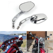 Pair Chrome Motorcycle Rearview Side Mirrors For Harley Davidson Breakout FXSB