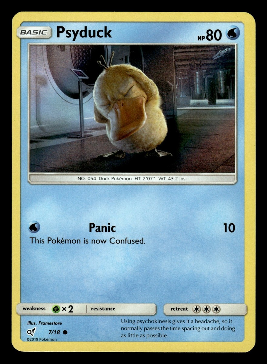 psyduck pokemon card detective pikachu 007/18 7/18 Holo Common Brokenvase Games holographic psyduck pokmon trading game