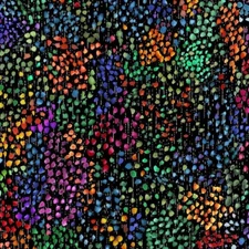 BTY TT Petal GARLAND Curtain Multi on Black  Print 100% Cotton Quilt Fabric Yard