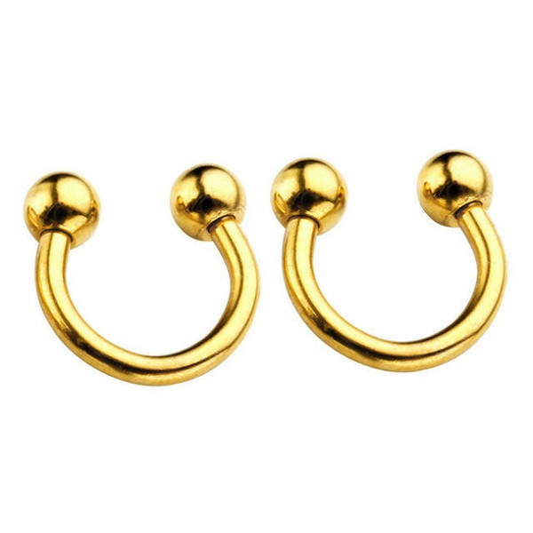 16g Gold 6mm Horseshoe Round Hoop Barbell Septum Lip Helix Tragus