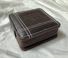 NEW Knob Creek Whiskey Leather Coasters 4 & Case Drinks whisky Bar Bourbon